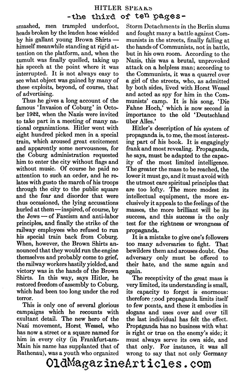 The Review of Mein Kampf (Atlantic Monthly, 1933)